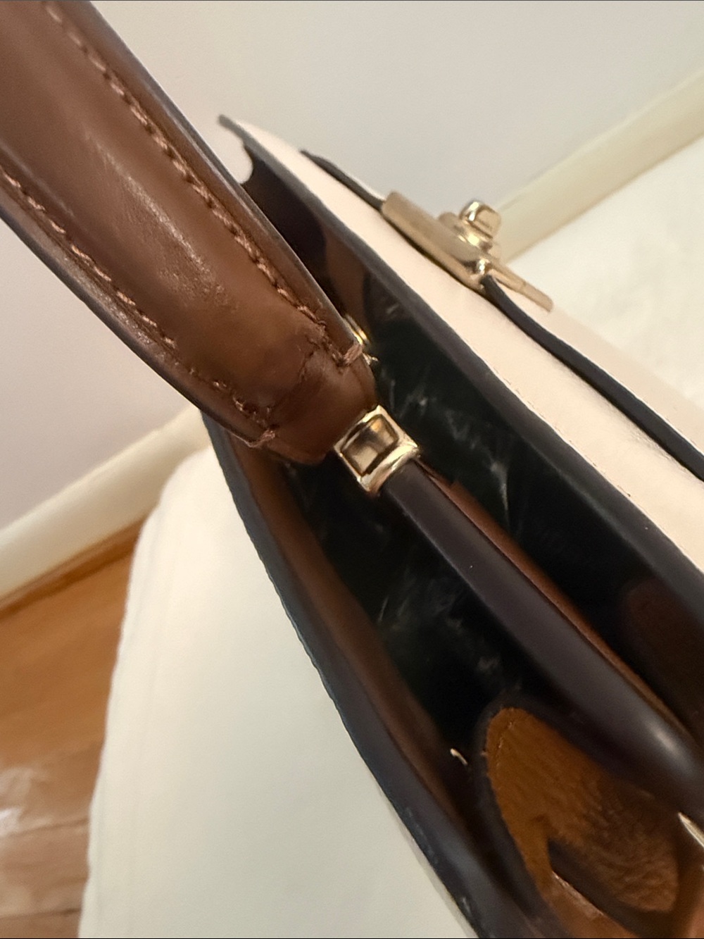 Coach Cream Leather Top-Handle Satchel with Turnlock - Picture 10 of 17